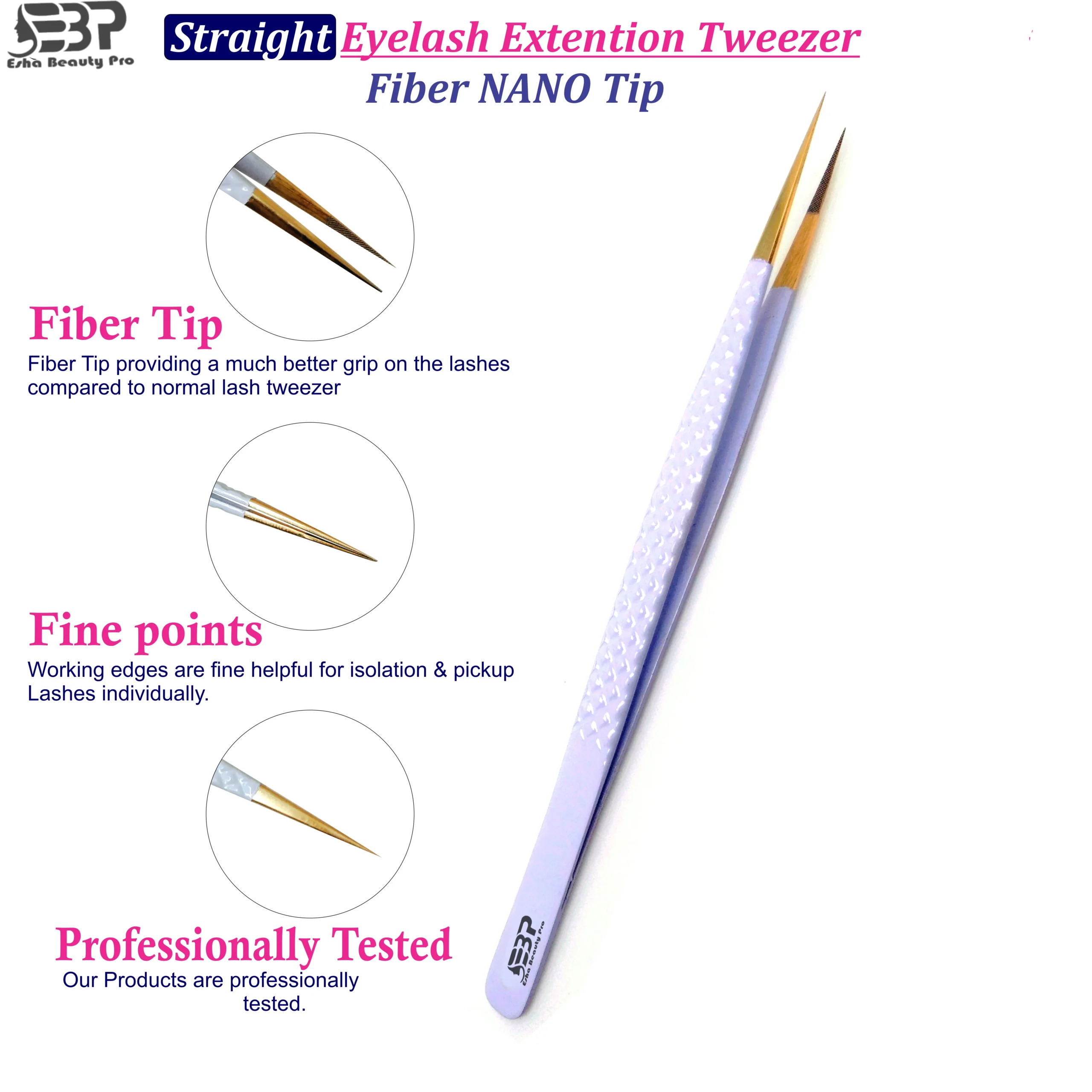 Straight flawless lash isolation tweezers