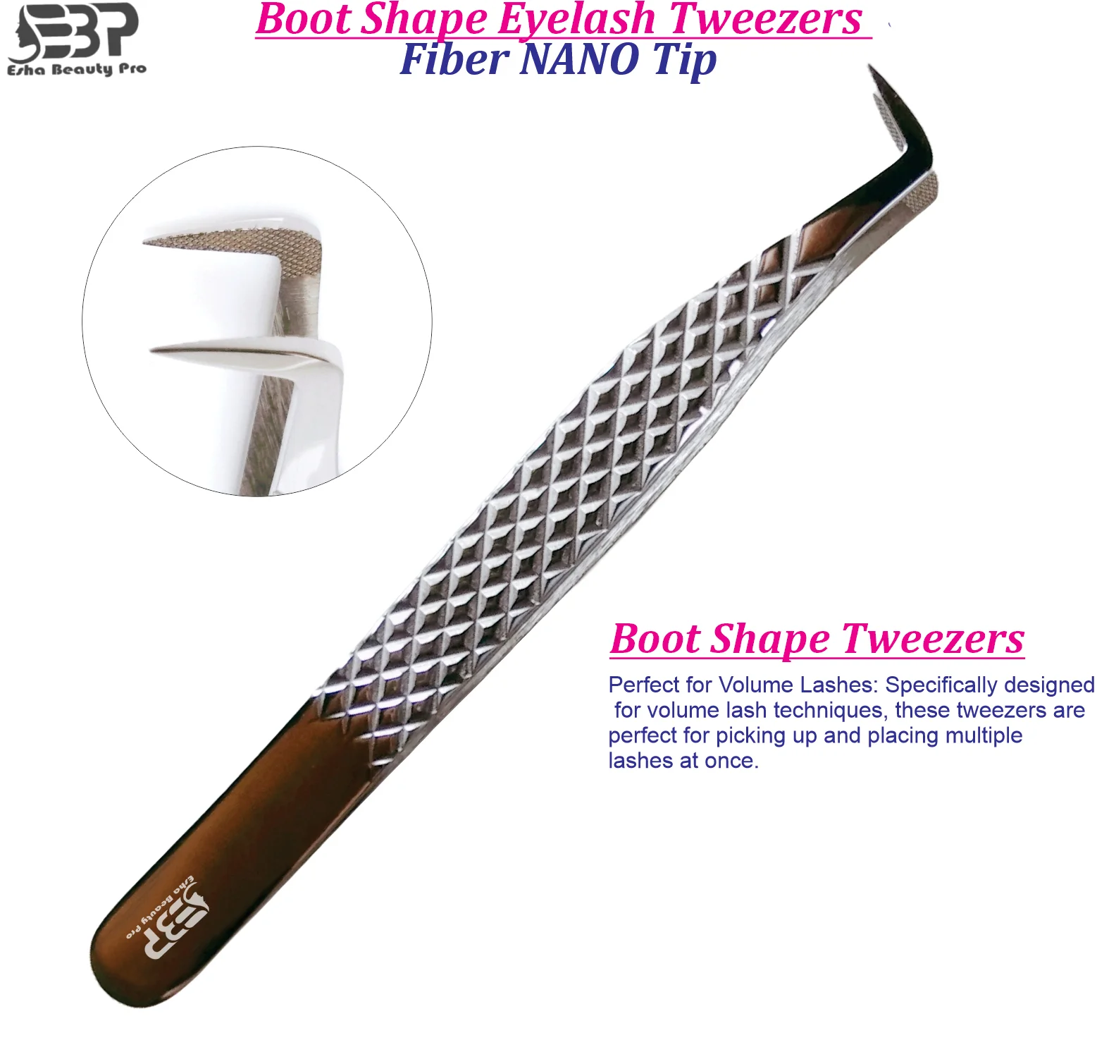 Boot Shape Eyelash Tweezers fiber tip – Precision & Control for Volume Lashes