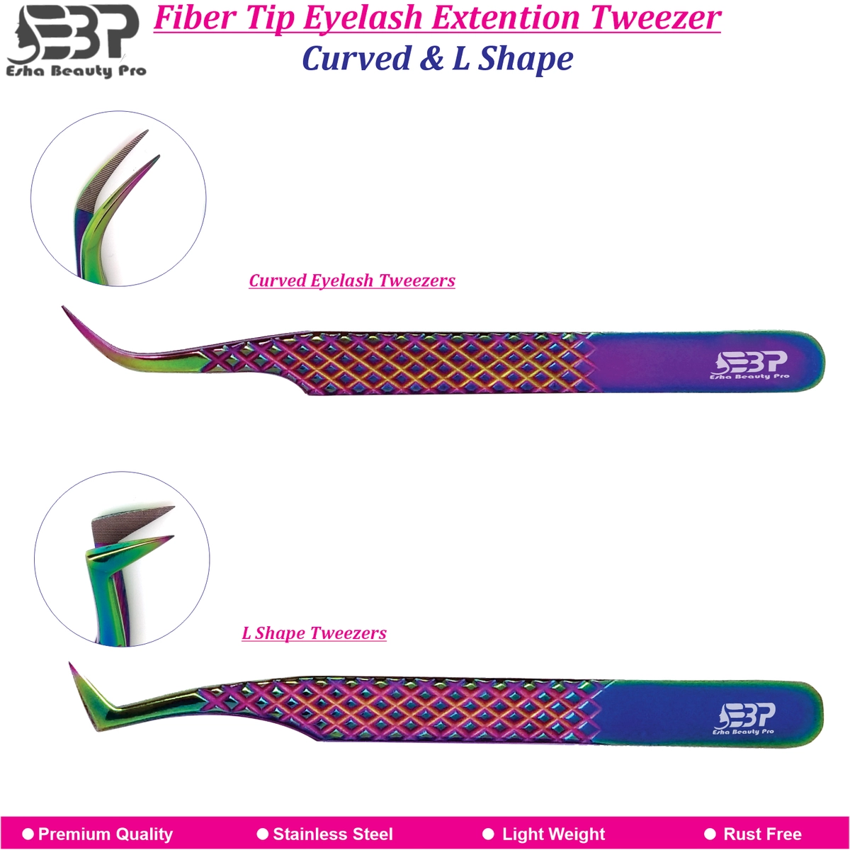 lash tweezers set of 2 pcs