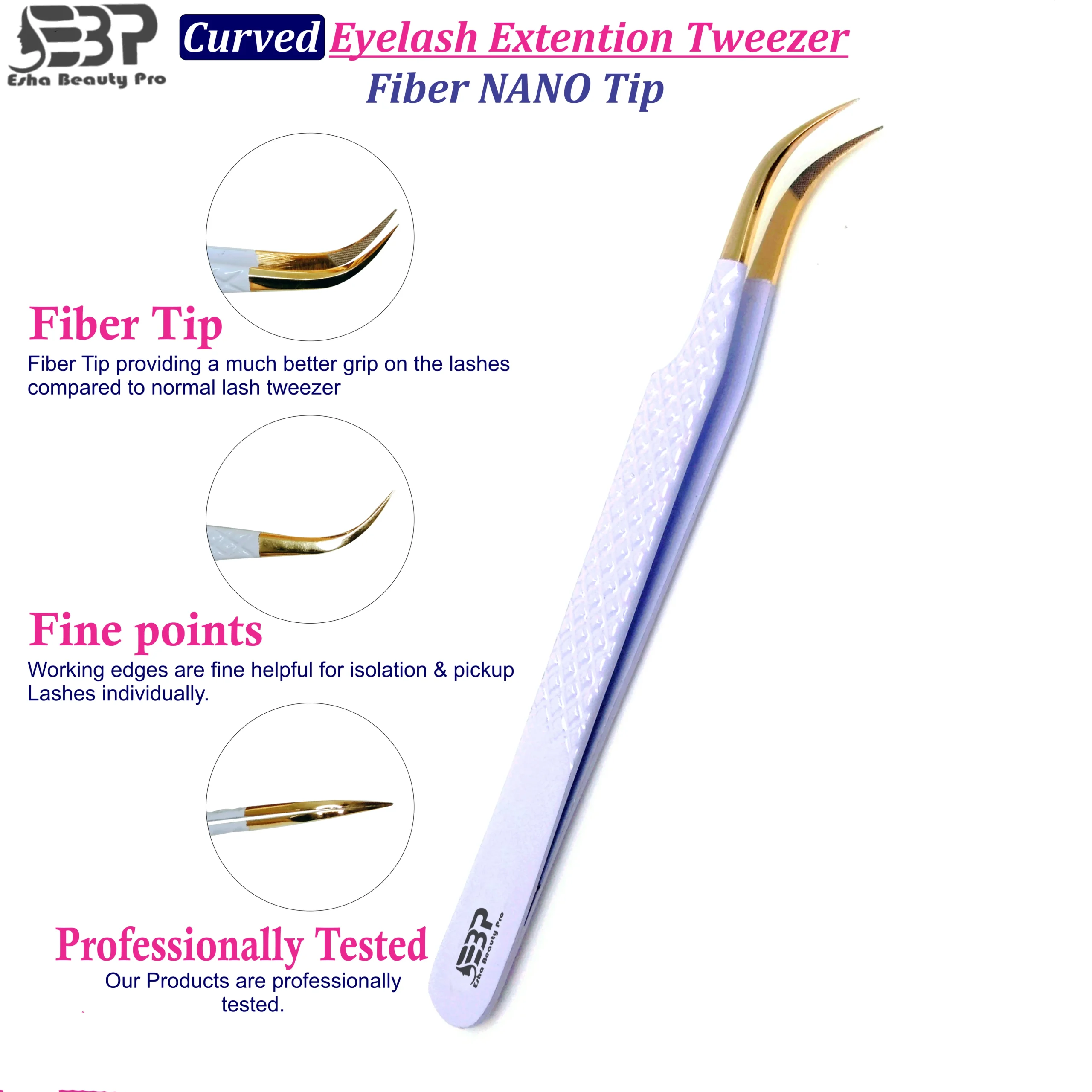 Curved classic and volume lash tweezers
