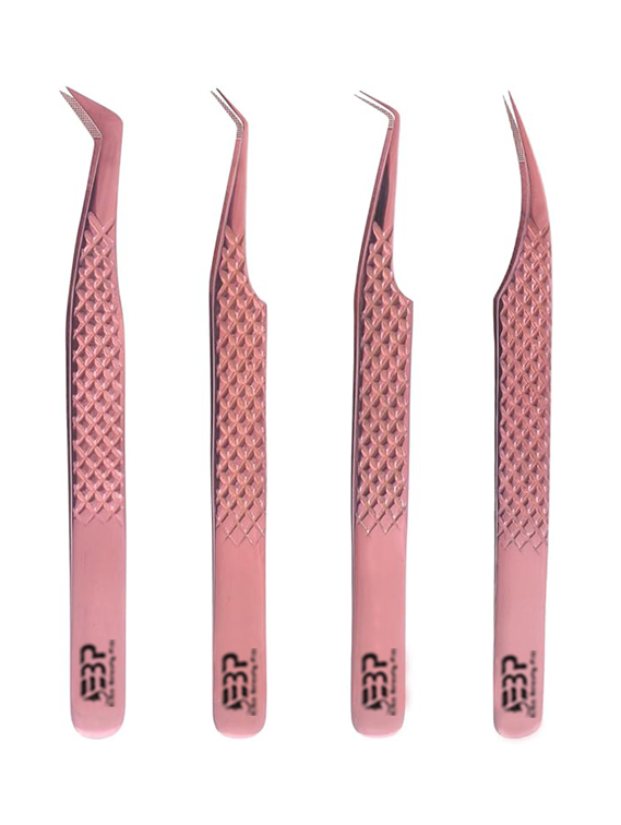 Eyelash Extension Tweezers Set of 4 Rose Gold